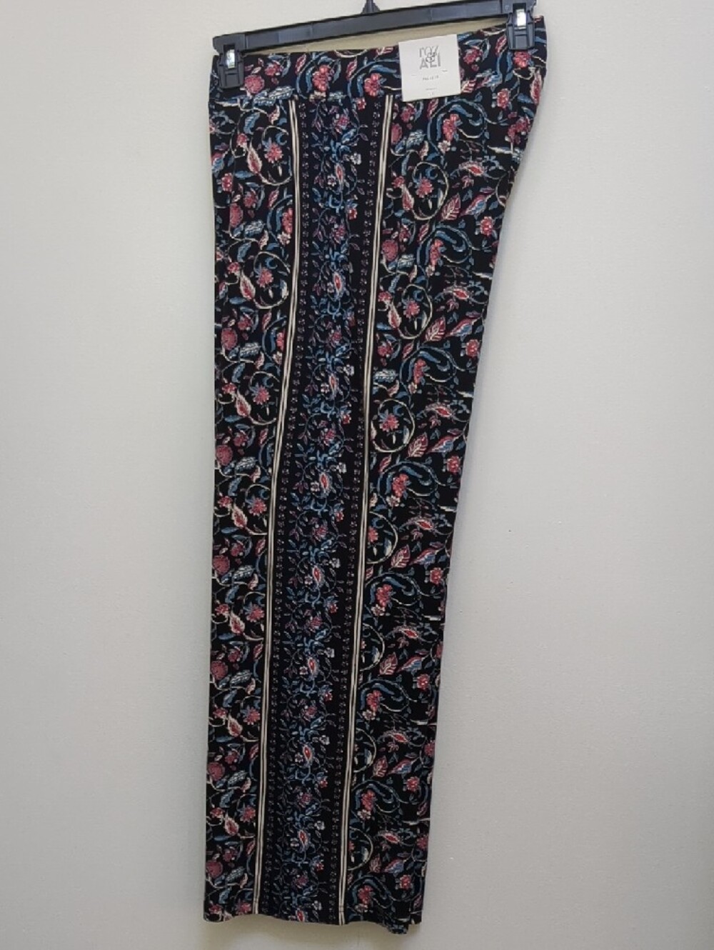 Roz & Ali Women’s Palazzo Pants 1X Multicolor Floral Print Wide Leg Pull On - Picture 9 of 10
